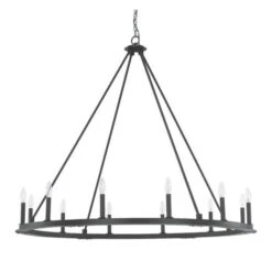 Pearson Black Iron Twelve-Light Chandelier