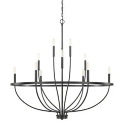 HomePlace Greyson Matte Black 40-Inch 12-Light Chandelier