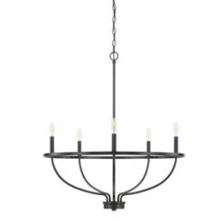 HomePlace Greyson Matte Black 29-Inch Five-Light Chandelier