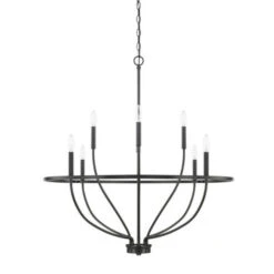 HomePlace Greyson Matte Black 34-Inch Eight-Light Chandelier
