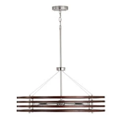 Dalton Dark Wood And Polished Nickel Four-Light Chandelier