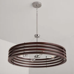 Dalton Dark Wood And Polished Nickel Four-Light Chandelier -Furniture Shop 123 2286668 ALTERNATE2