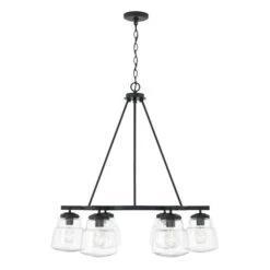 Dillon Matte Black Six-Light Chandelier With Clear Glass