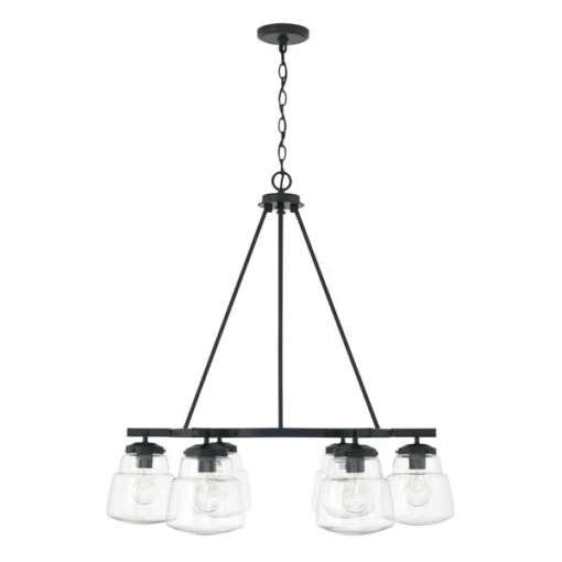 Dillon Matte Black Six-Light Chandelier With Clear Glass -Furniture Shop 123 442761MB 518