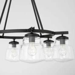 Dillon Matte Black Six-Light Chandelier With Clear Glass -Furniture Shop 123 442761MB 518 3