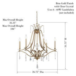 Laurel Estate Brio Gold Six-Light Chandlier -Furniture Shop 1742445DIMS