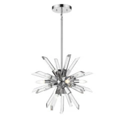 Z-LIte Burst Chrome Four-Light Chandelier With Transparent Crystal