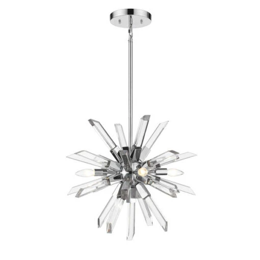 Z-LIte Burst Chrome Four-Light Chandelier With Transparent Crystal -Furniture Shop 1887 4003 4CH