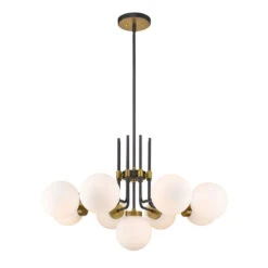 Front Page 50 Z-LIte Parsons Matte Black And Olde Brass Nine-Light Chandelier
