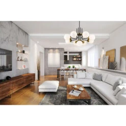 Z-LIte Parsons Matte Black And Olde Brass Nine-Light Chandelier -Furniture Shop 1887 477 9MB OBR 2