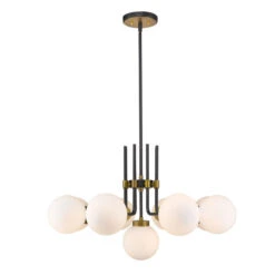 Z-LIte Parsons Matte Black And Olde Brass Nine-Light Chandelier -Furniture Shop 1887 477 9MB OBR 3