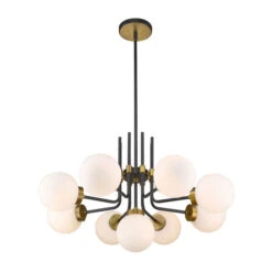 Z-LIte Parsons Matte Black And Olde Brass Nine-Light Chandelier -Furniture Shop 1887 477 9MB OBR 4