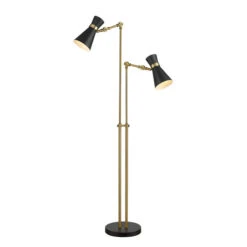 Front Page 48 Z-LIte Soriano Matte Black And Heritage Brass Two-Light Floor Lamp