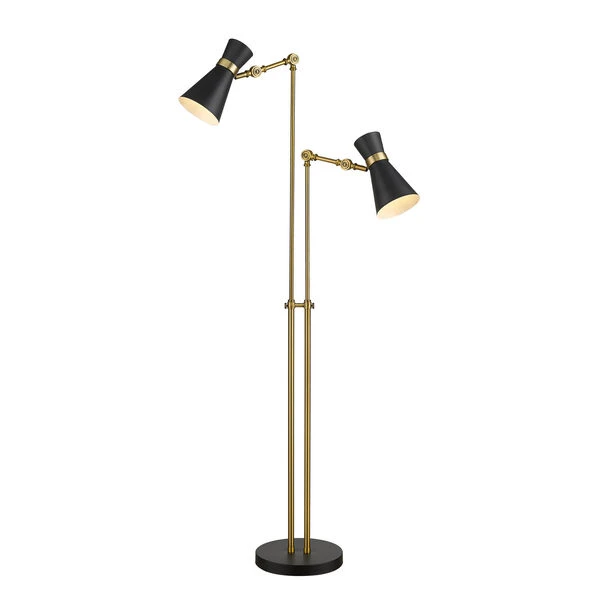 Z-LIte Soriano Matte Black And Heritage Brass Two-Light Floor Lamp 3 Z-LIte Soriano Matte Black And Heritage Brass Two-Light Floor Lamp