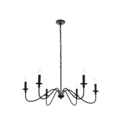 Rohan Matte Black Six-Light Chandelier -Furniture Shop 1935 LD5006D36MB 2