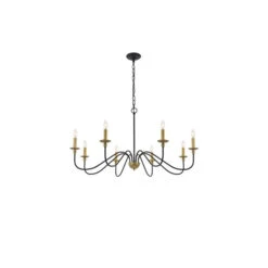 Rohan Matte Black And Brass Eight-Light Chandelier -Furniture Shop 1935 LD5006D42BRB 2