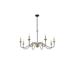 Rohan Matte Black And Brass Eight-Light Chandelier -Furniture Shop 1935 LD5006D42BRB 3