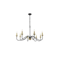 Rohan Matte Black And Brass Eight-Light Chandelier -Furniture Shop 1935 LD5006D42BRB 4