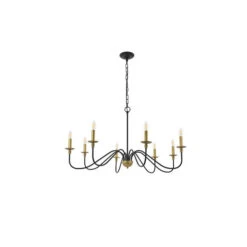Rohan Matte Black And Brass Eight-Light Chandelier -Furniture Shop 1935 LD5006D42BRB 5