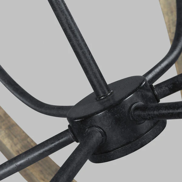 Hyattstown Weathered Oak Wood 38-Inch Six-Light Chandelier 7 Hyattstown Weathered Oak Wood 38-Inch Six-Light Chandelier - Image 5