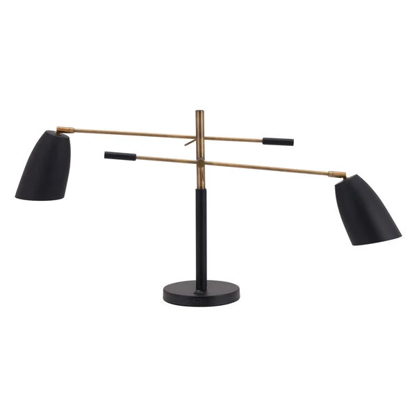 Tanner Matte Black And Brass Two-Light Desk Lamp 7 Tanner Matte Black And Brass Two-Light Desk Lamp - Image 5