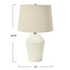 White One-Light 13-Inch Stoneware Round Desk Lamp -Furniture Shop 2313 EC1033 4