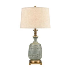 Port Ewen Gray Ridgeway Blue Antique Brass One-Light Table Lamp