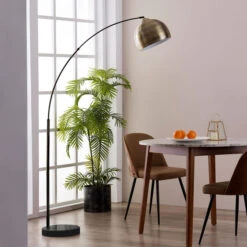 Arquer Antique Brass And Black Marble Arc Floor Lamp -Furniture Shop 28601 VN L00010AB 2