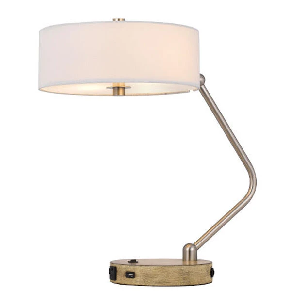 Marcos Brushed Steel And Natural Two-Light Desk Lamp 6 Marcos Brushed Steel And Natural Two-Light Desk Lamp - Image 4