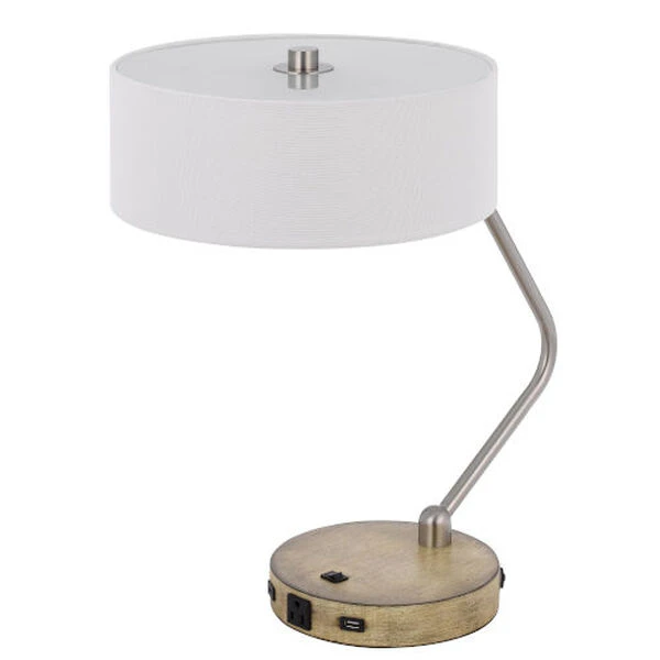 Marcos Brushed Steel And Natural Two-Light Desk Lamp 7 Marcos Brushed Steel And Natural Two-Light Desk Lamp - Image 5