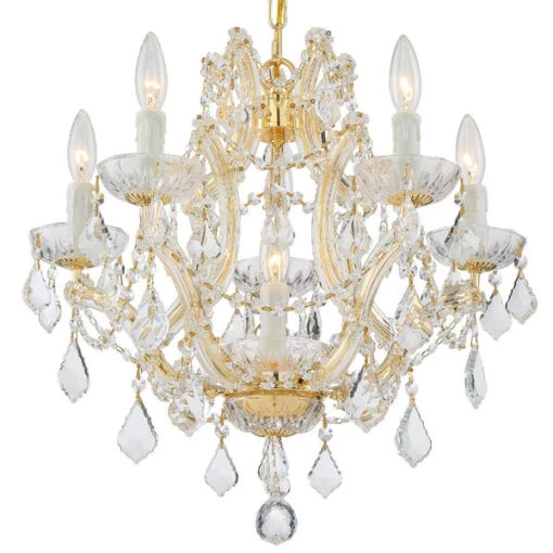 Maria Theresa Traditional Gold Five-Light Chandelier With Hand Cut Crystal -Furniture Shop 345 4405 GD CL MWP RF200311