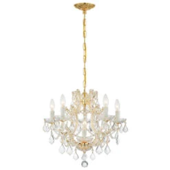 Maria Theresa Traditional Gold Five-Light Chandelier With Hand Cut Crystal -Furniture Shop 345 4405 GD CL MWP RF200311 5