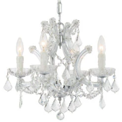 Maria Theresa Polished Chrome Four-Light Chandelier Draped In Hand Cut Crystal
