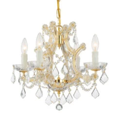 Maria Theresa Gold Chandelier With Majestic Wood Polished Crystal