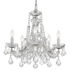 Maria Theresa Polished Chrome Five-Light Chandelier Draped In Clear Cut Crystal