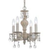 Hampton Antique White Ornate Mini Chandelier Draped With Clear Hand Cut Crystal 2 Hampton Antique White Ornate Mini Chandelier Draped With Clear Hand Cut Crystal -Furniture Shop 345 5024 AW CL MWP RF200311