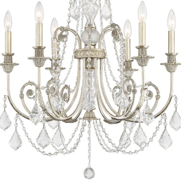 Regis Olde Silver Six-Light Chandelier With Hand Polished Crystal 5 Regis Olde Silver Six-Light Chandelier With Hand Polished Crystal - Image 3