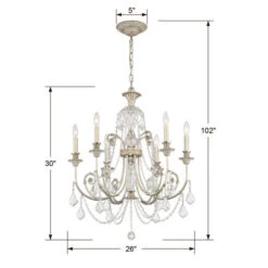 Regis Olde Silver Six-Light Chandelier With Hand Polished Crystal 12 Regis Olde Silver Six-Light Chandelier With Hand Polished Crystal -Furniture Shop 345 5116 OS CL MWP RF200311 4