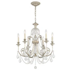 Regis Olde Silver Six-Light Chandelier With Hand Polished Crystal 13 Regis Olde Silver Six-Light Chandelier With Hand Polished Crystal -Furniture Shop 345 5116 OS CL MWP RF200311 5