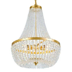 Rylee Antique Gold Six Light Chandelier With Hand Cut Faceted Crystal Beads