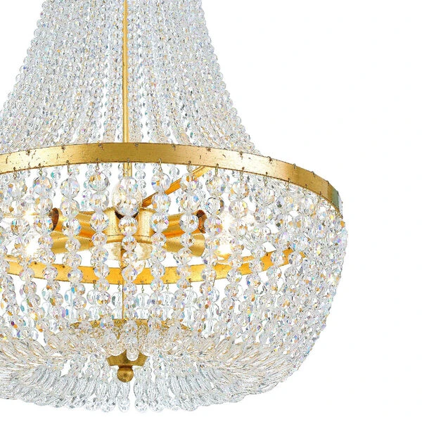 Rylee Antique Gold Six Light Chandelier With Hand Cut Faceted Crystal Beads 5 Rylee Antique Gold Six Light Chandelier With Hand Cut Faceted Crystal Beads - Image 3