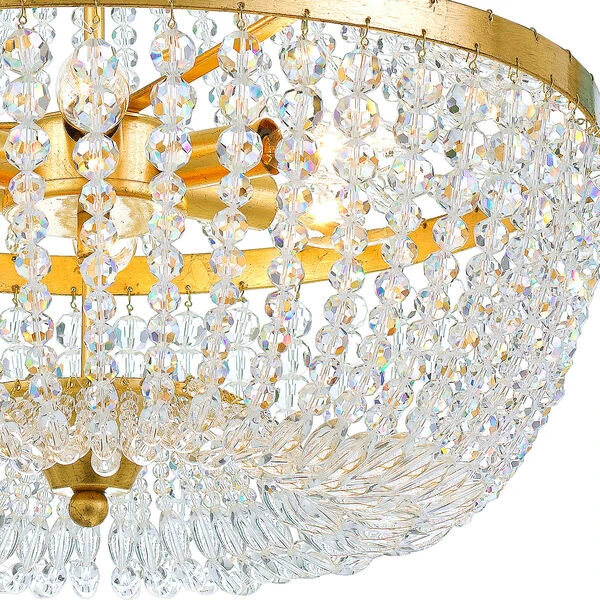 Rylee Antique Gold Six Light Chandelier With Hand Cut Faceted Crystal Beads 7 Rylee Antique Gold Six Light Chandelier With Hand Cut Faceted Crystal Beads - Image 5