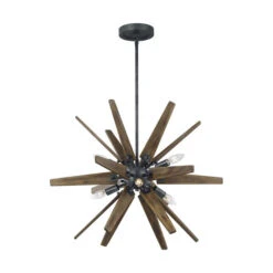 Thorne Dark Weathered Zinc And Weathered Oak Six-Light Chandelier