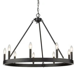 Golden Lighting Alastair Matte Black Nine-Light Chandelier