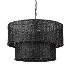 Golden Lighting Erma Matte Black Wicker Six-Light Chandelier -Furniture Shop 460 1084 620BLK BW 2