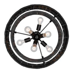 Golden Lighting Erma Matte Black Wicker Six-Light Chandelier -Furniture Shop 460 1084 620BLK BW 4