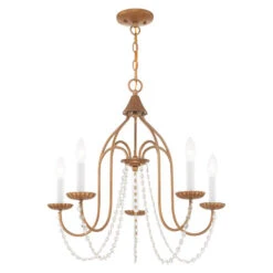 Livex Lighting Alessia Antique Gold Leaf 24-Inch Five-Light Chandelier -Furniture Shop 565 40795 48 2