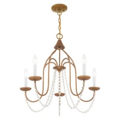 Livex Lighting Alessia Antique Gold Leaf 24-Inch Five-Light Chandelier -Furniture Shop 565 40795 48 3