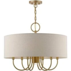 Livex Lighting Burnett Antique Gold Leaf With White Accents Seven-Light Chandelier