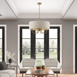 Livex Lighting Burnett Antique Gold Leaf With White Accents Seven-Light Chandelier -Furniture Shop 565 45427 48 2